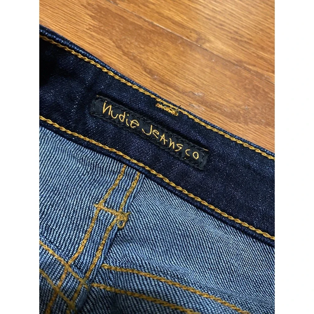 Nudie Jeans Skinny Lin Jeans Mens 32x34 Blue Skinny Lin Stretch Denim Zip